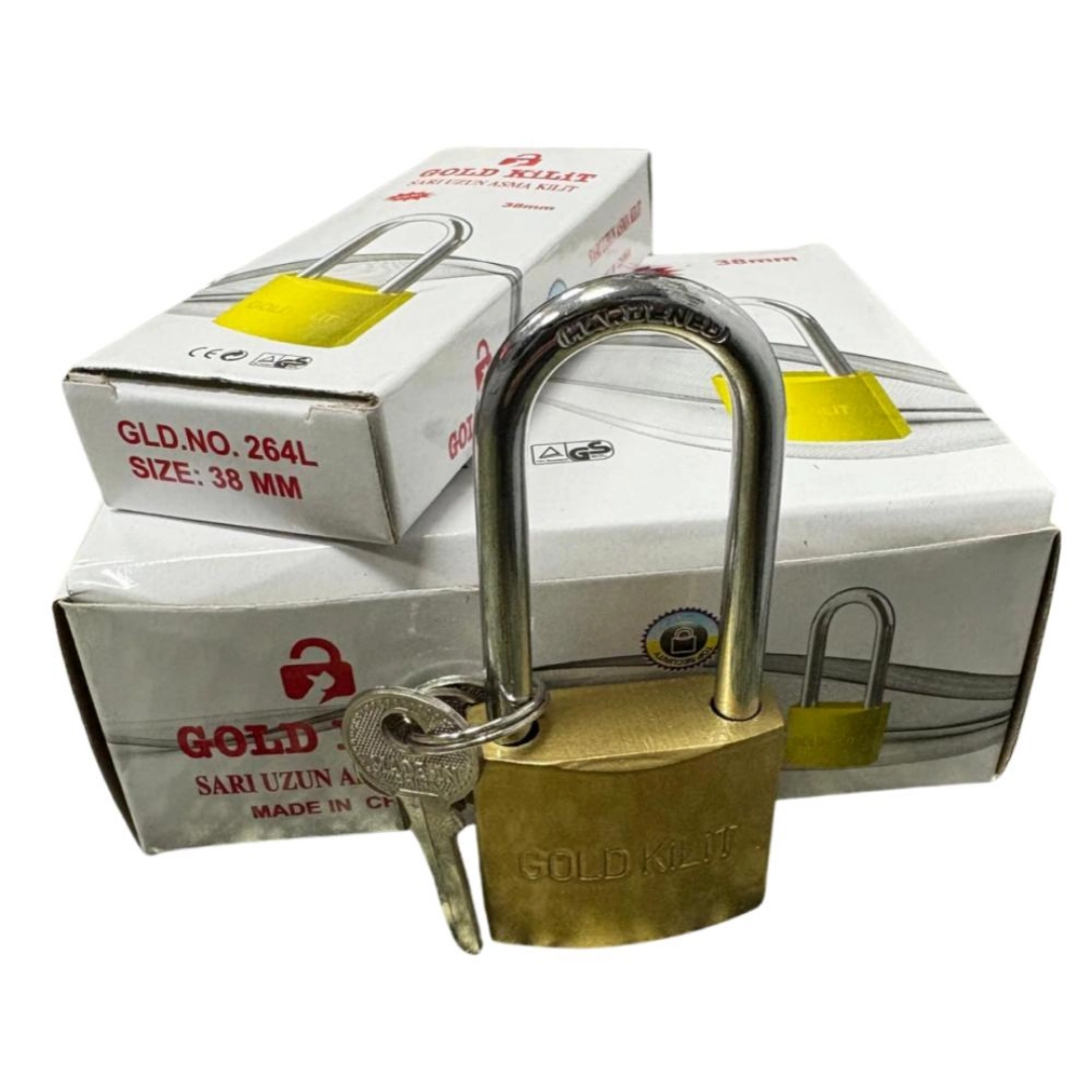 Asma Kilit Sarı Uzun 38Mm Gold - Görsel 2